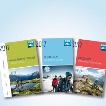 Die drei Kataloge des DAV Summit Clubs für 2017: Wandern und Trekking, Bergsteigen und Bike-Reisen