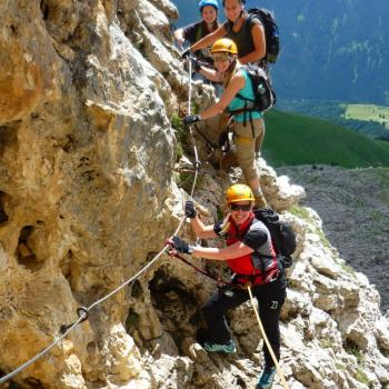 Klettern im Rosengarten - Meist befinden wir uns im Schwierigkeitsgrad B, manche Stellen sind Schwierigkeitsgrad C - (c) Susanne Wess