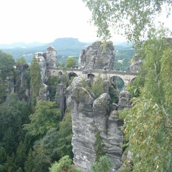 Sachsen Sächsische Schweiz Malerweg Blick auf die Bastei