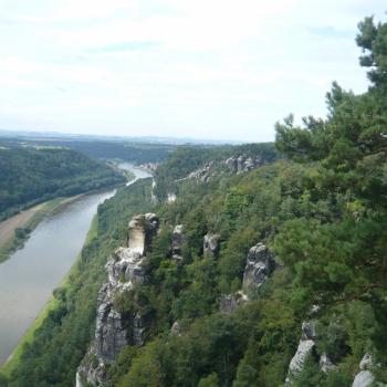 Sachsen Sächsische Schweiz Malerweg Blick von der Bastei auf die Elbe